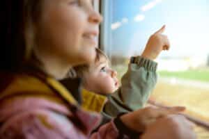 Children looking out window on Thomas Train Ride on Strasburg Rail Road